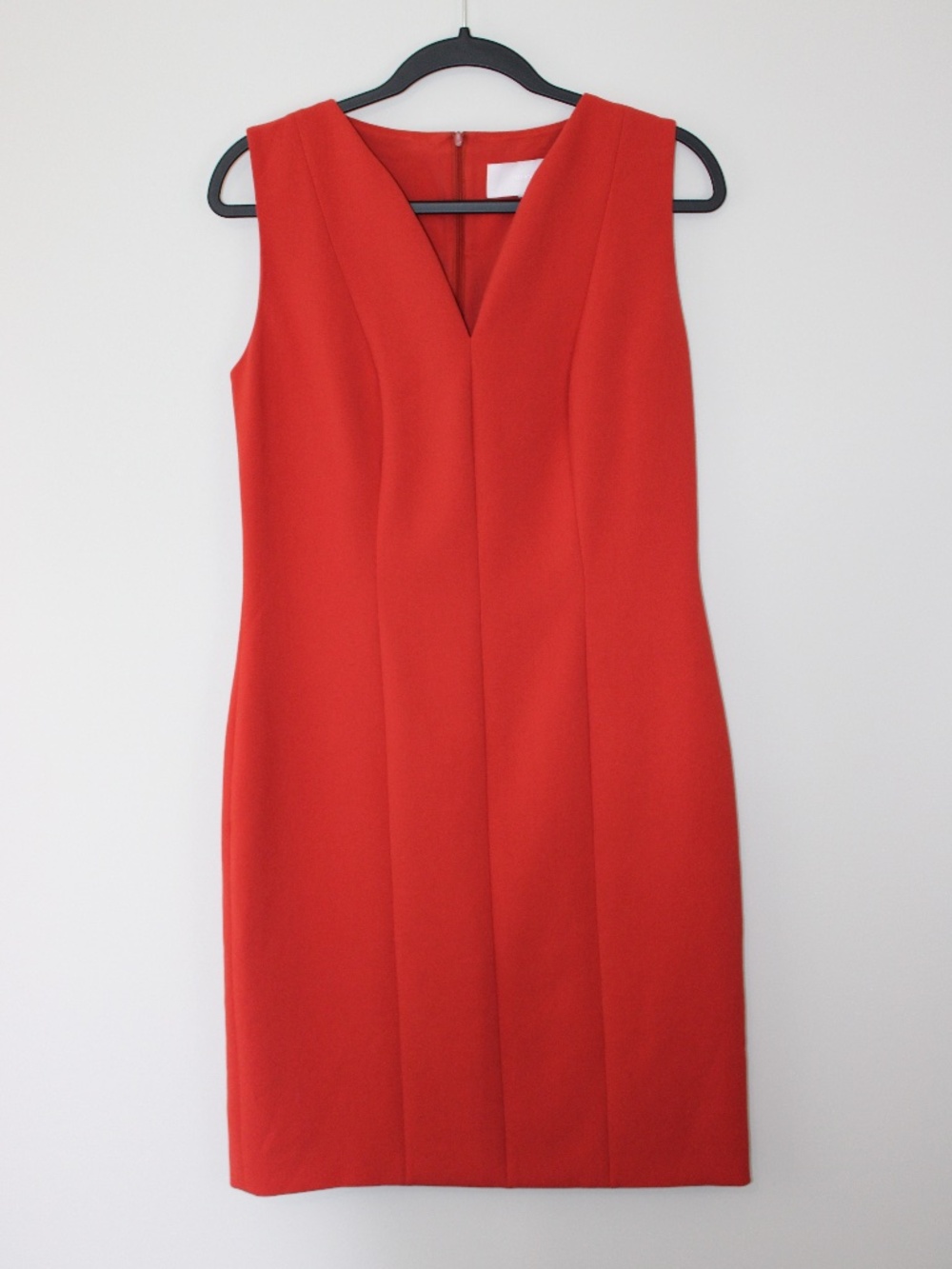 Hugo Boss Tomato Red V-Neck Sheath Dress Size 8